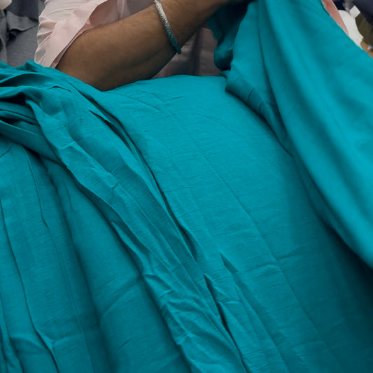 Solid Crinkled Tiffany Blue Crepe Fabric - MAF 