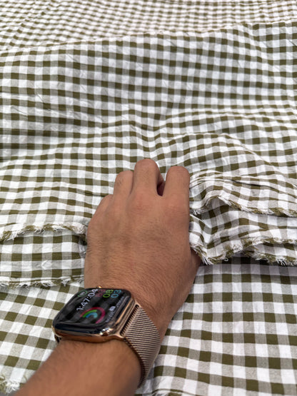 Buy Premium Seersucker Mint Green Gingham Blush Checks Fabric