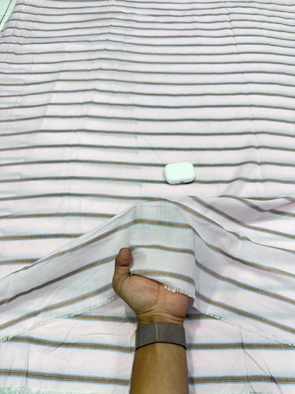 Buy Mul Cotton Pink Brown Blue Multi Stripe Fabric