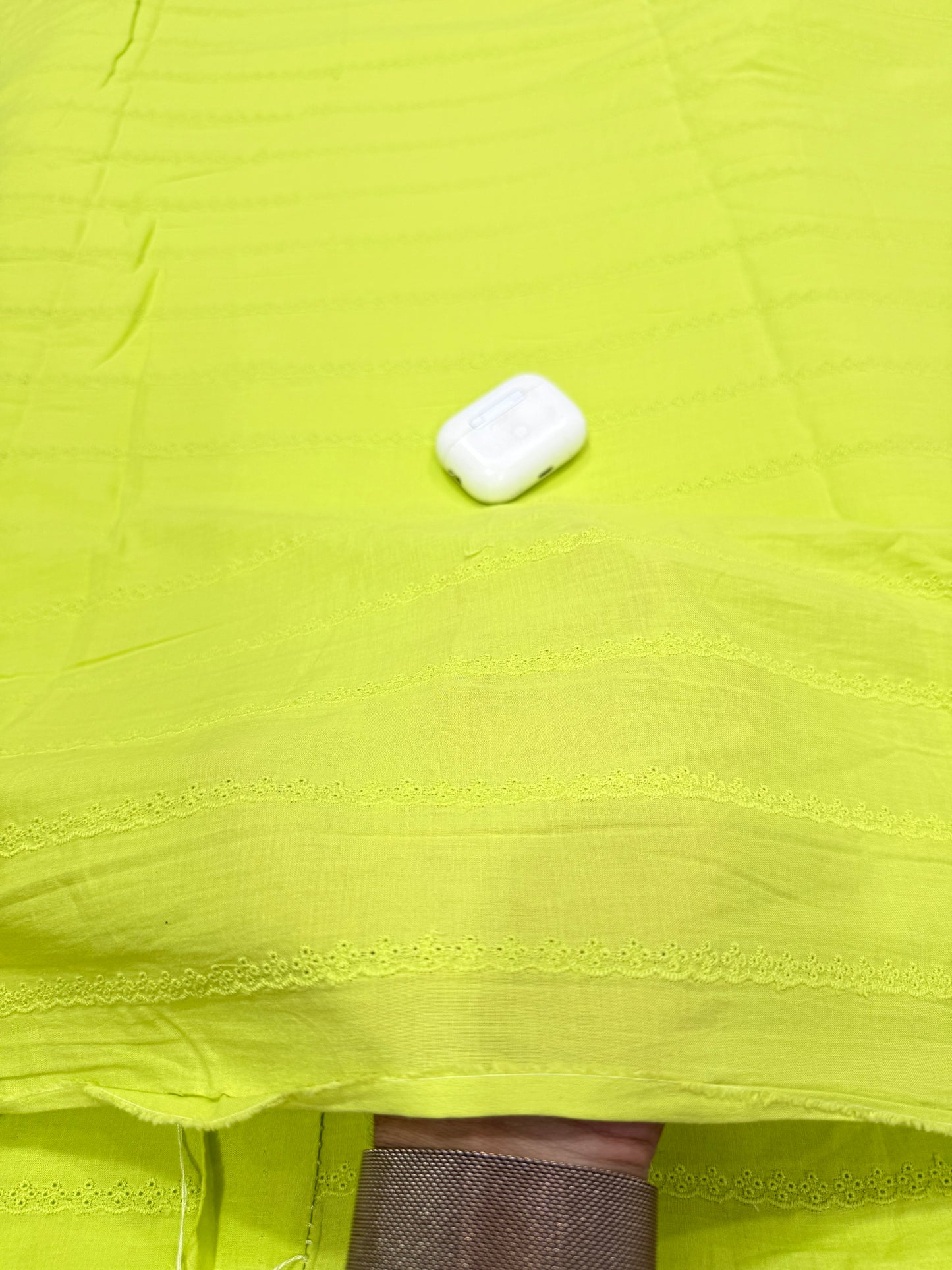 Buy Premium Cotton Cambric Schiffli Neon Scallop Fabric