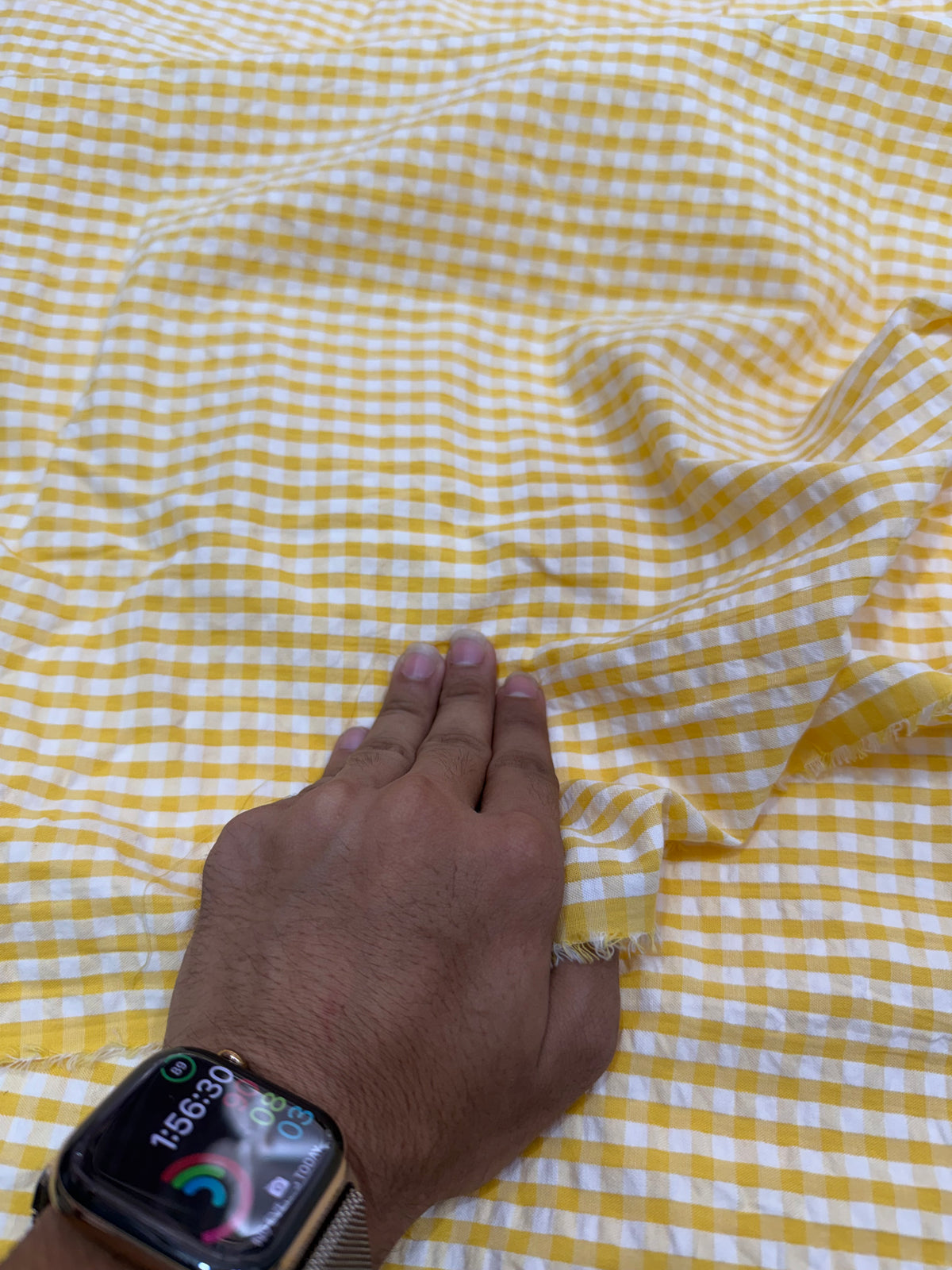 Buy Premium Seersucker White Yellow Gingham Blush Checks Fabric