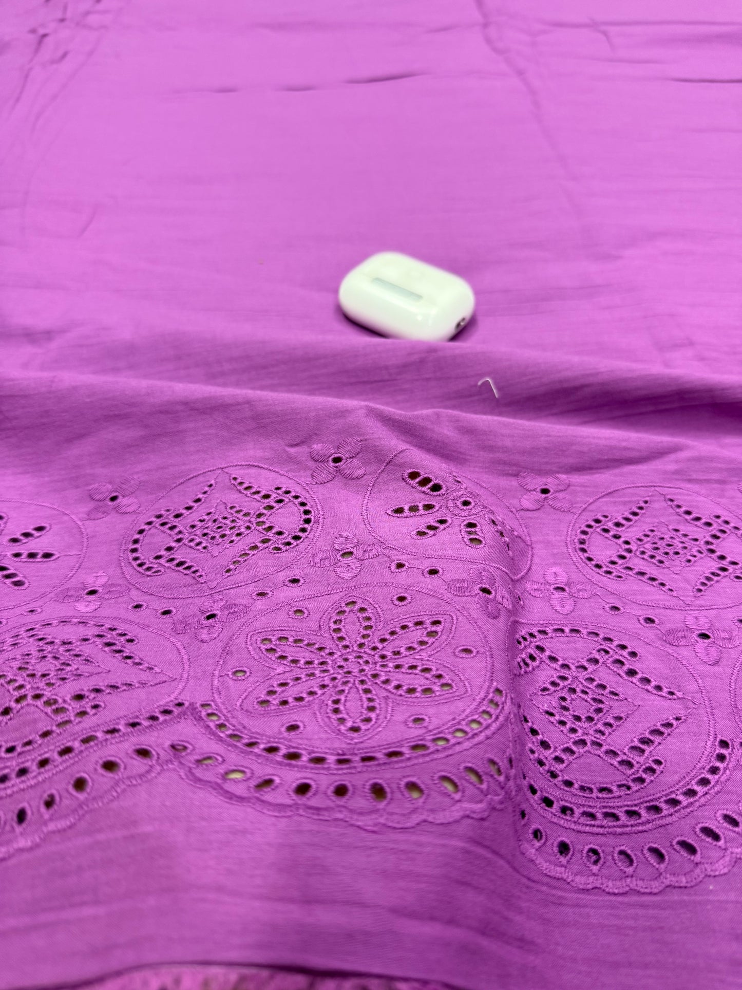 Buy Premium Cotton Cambric Schiffli Fuchsia Medallion Fabric
