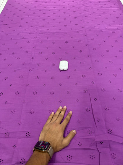 Buy Premium Cotton Cambric Schiffli Orchid Dot Fabric