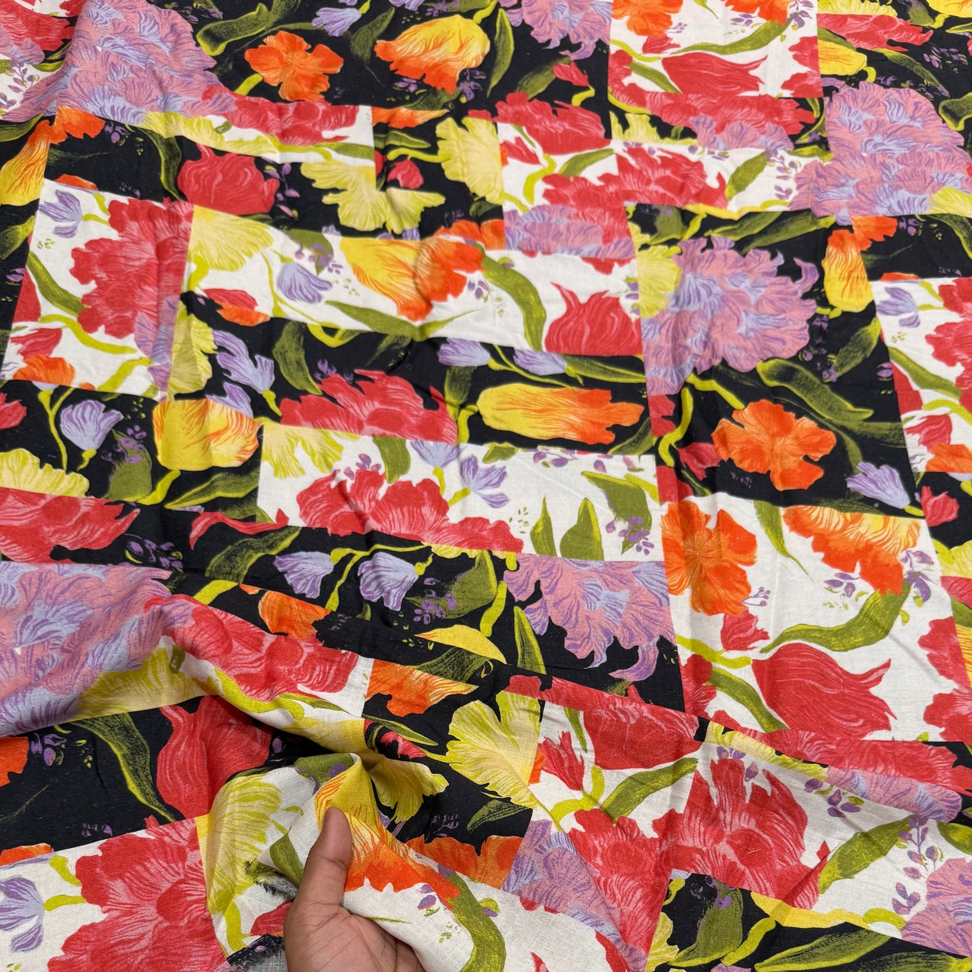 Buy Cotton Linen Multi Panel Floral Printed Fabric - MAF 