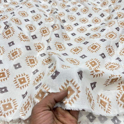 Buy Fine Premium Mul Cotton Nude Diamond Block Fabric - MAF 