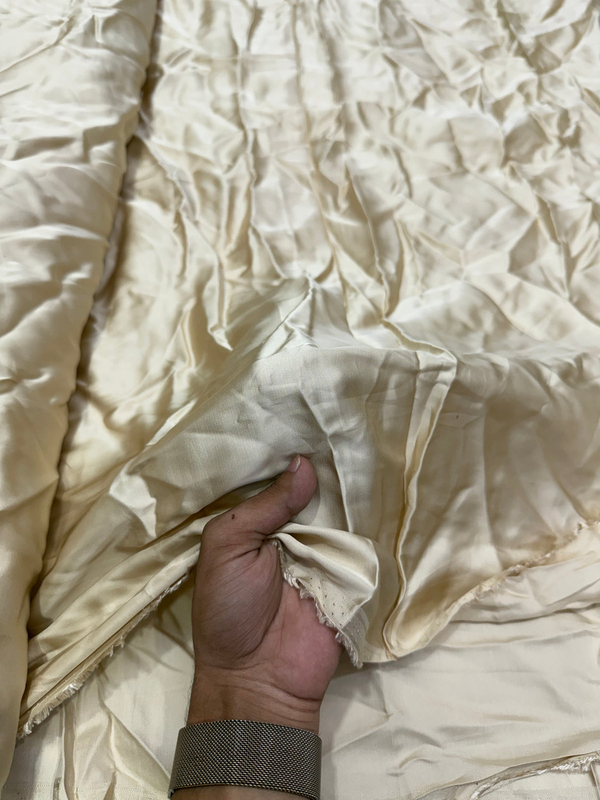 Buy Fine Premium Viscose Modal Satin Solid Champagne Fabric