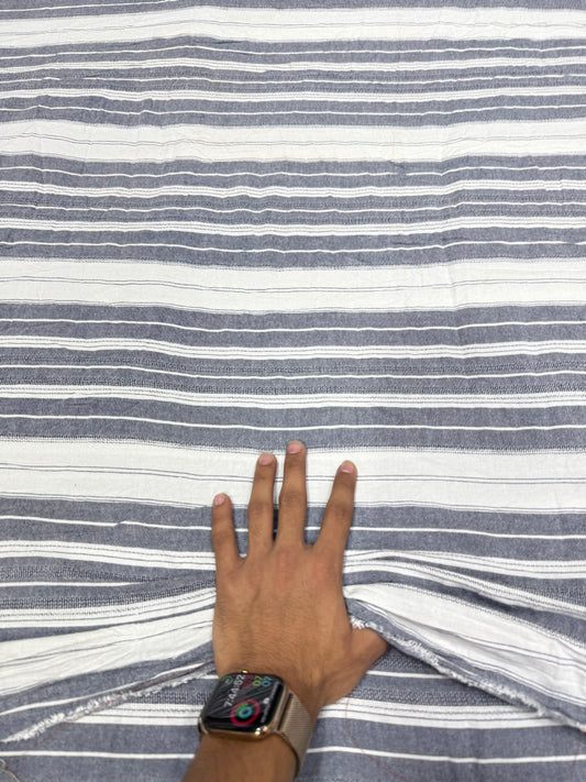 Buy Premium Cotton Dobby Grey White Stripe Fabric