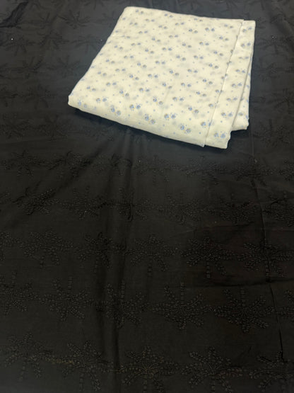 Buy Premium Cotton Embroidered Noir Vine Fabric