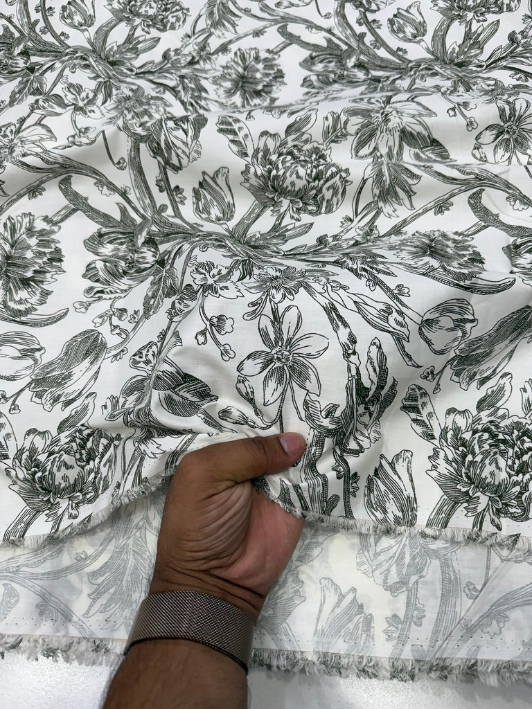 Buy Cotton Poplin Olive Green Toile Fabric