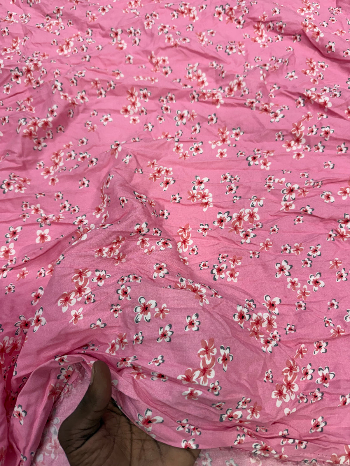 Buy Viscose Modal Pinky Pink Poppy Flower Printed Fabric