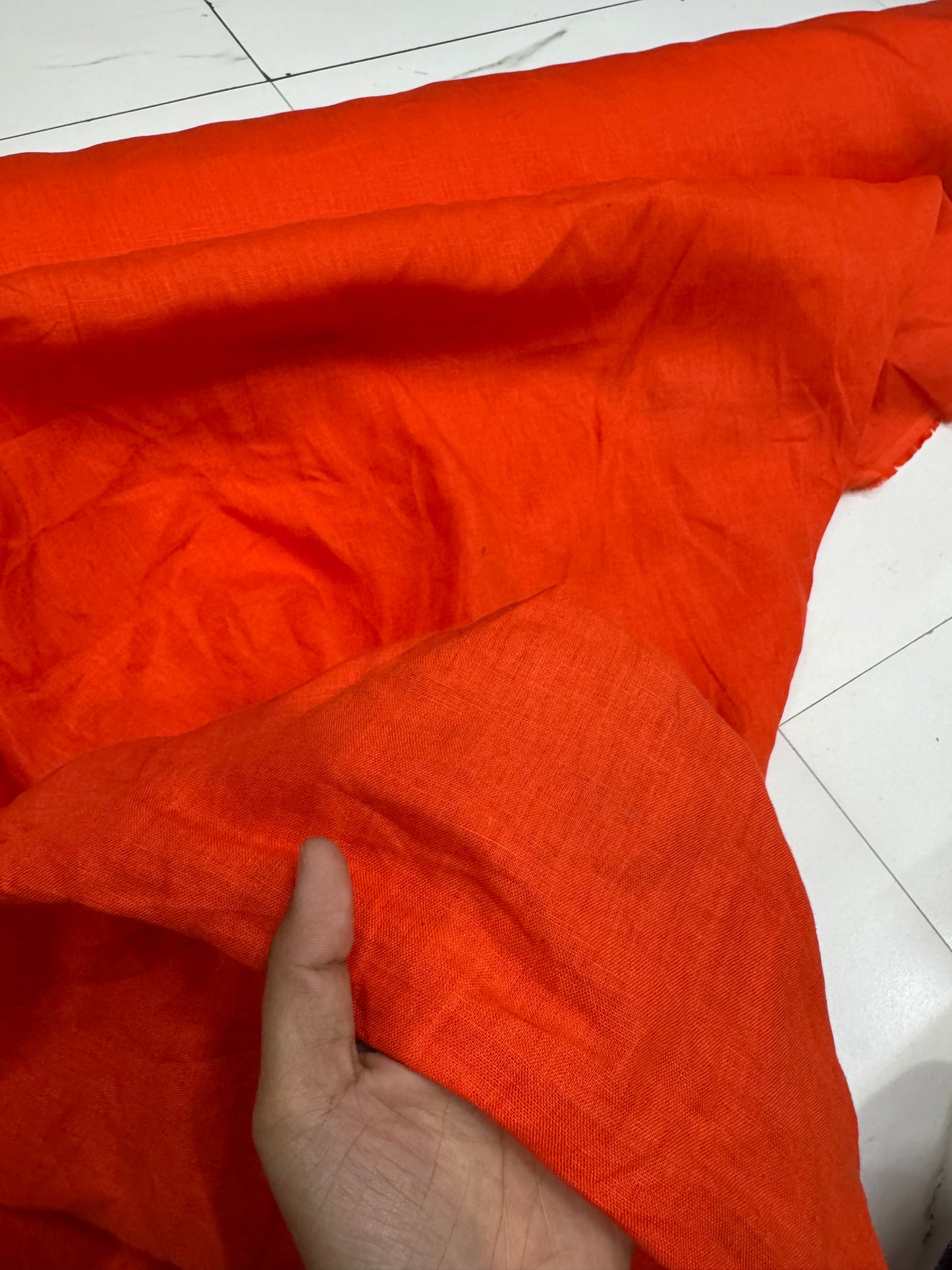 Buy Lab Certified Pure Linen Solid Orange Premium Fabric