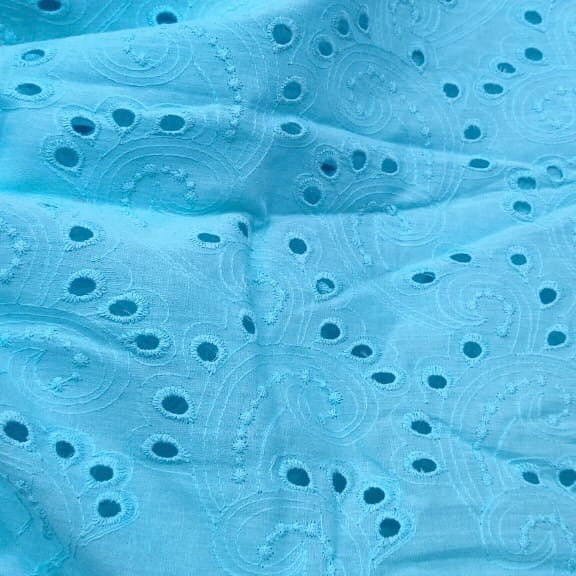 Buy Cotton Sky Blue Peacock Head Fabric - MAF 