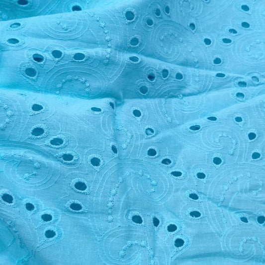 Buy Cotton Sky Blue Peacock Head Fabric - MAF 