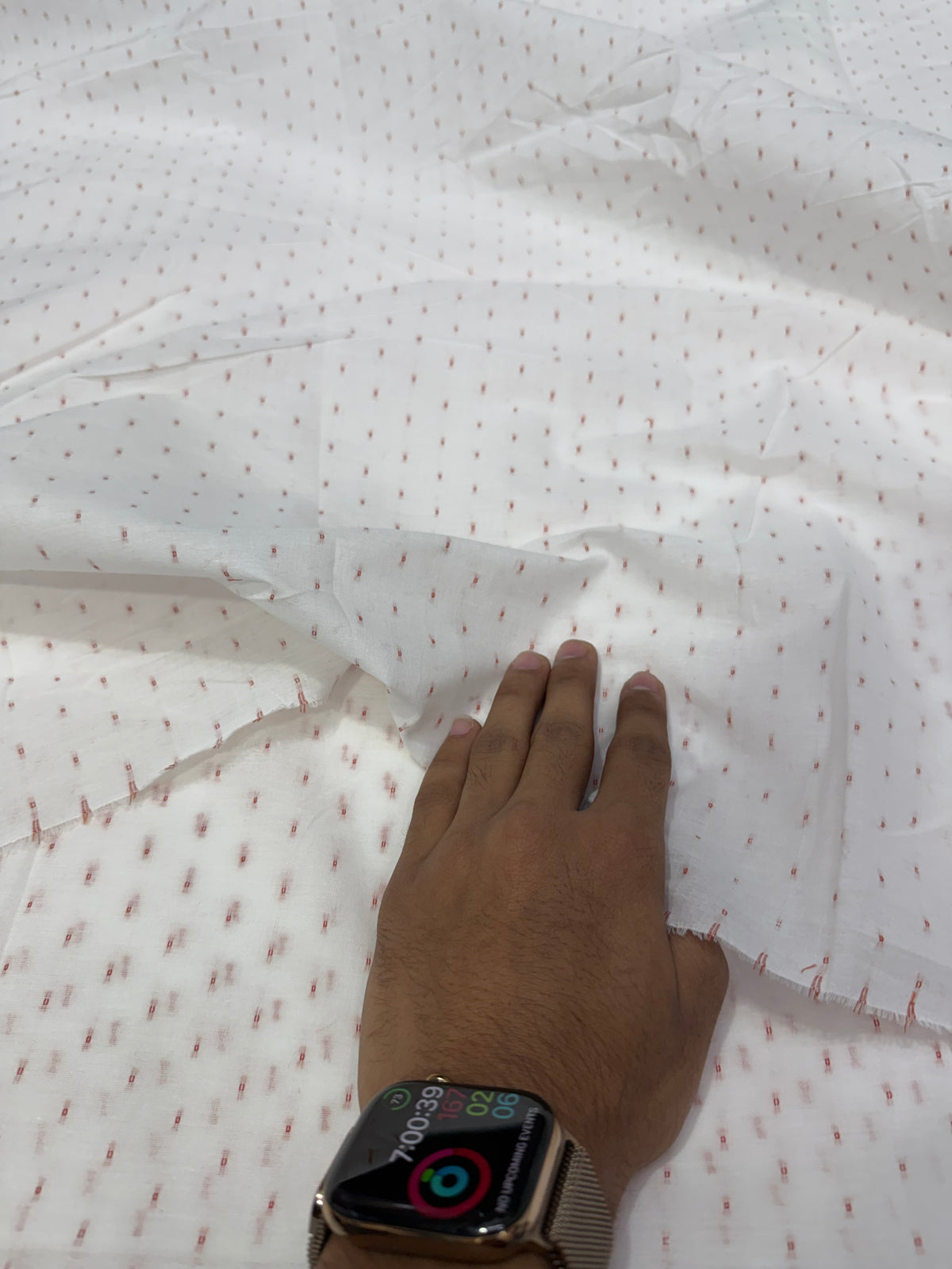 Buy Premium Cotton White Rust Dobby Dot Sheer Fabric