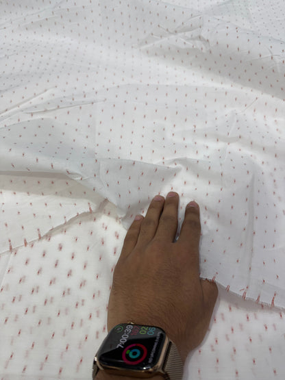 Buy Premium Cotton White Rust Dobby Dot Sheer Fabric