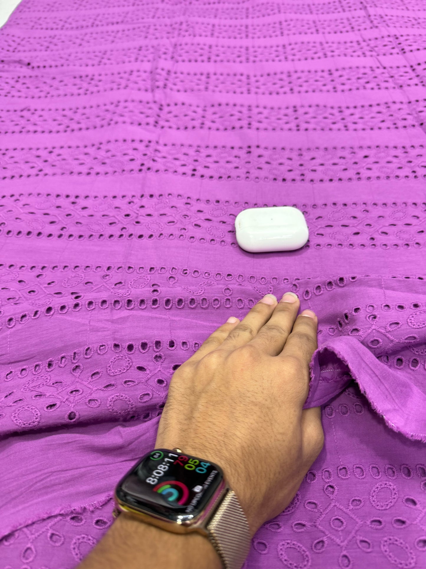 Buy Premium Cotton Cambric Schiffli Wisteria Row Fabric