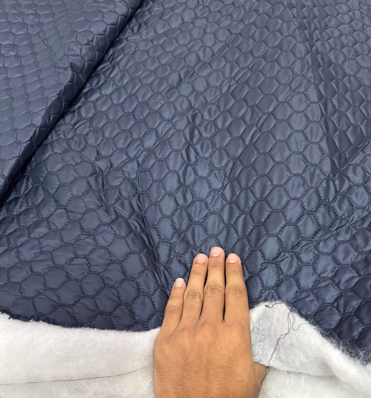 Buy Premium Quilted Jacket Navy Blue Honeycomb Pattern Fabric