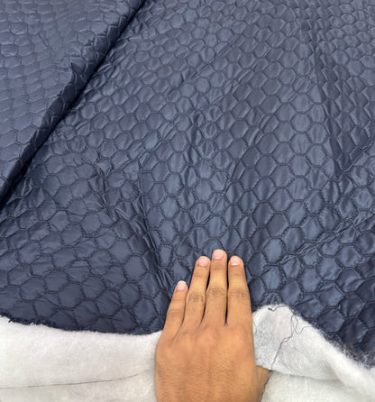 Buy Premium Quilted Jacket Navy Blue Honeycomb Pattern Fabric