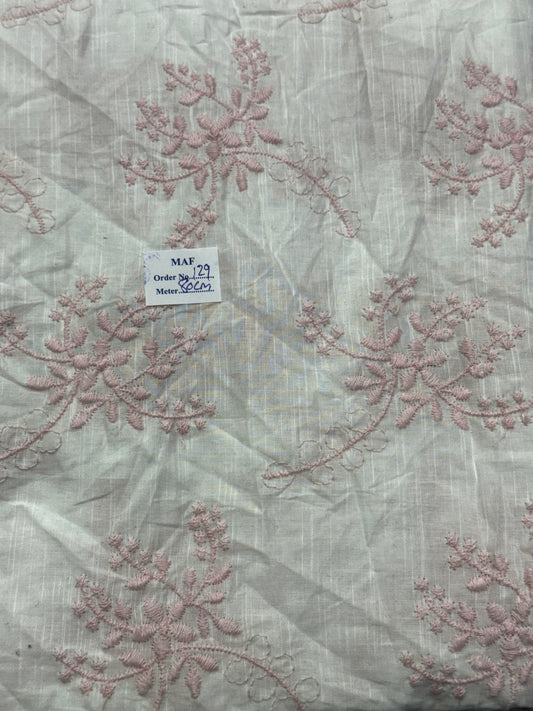 Buy Cutpiece Cotton Hakoba White Embroidery 80 Centimeter