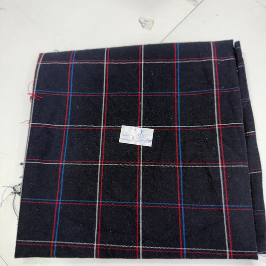 Buy Cutpiece Cotton Twill Dark Blue Thin Line Check 1.20 Meter