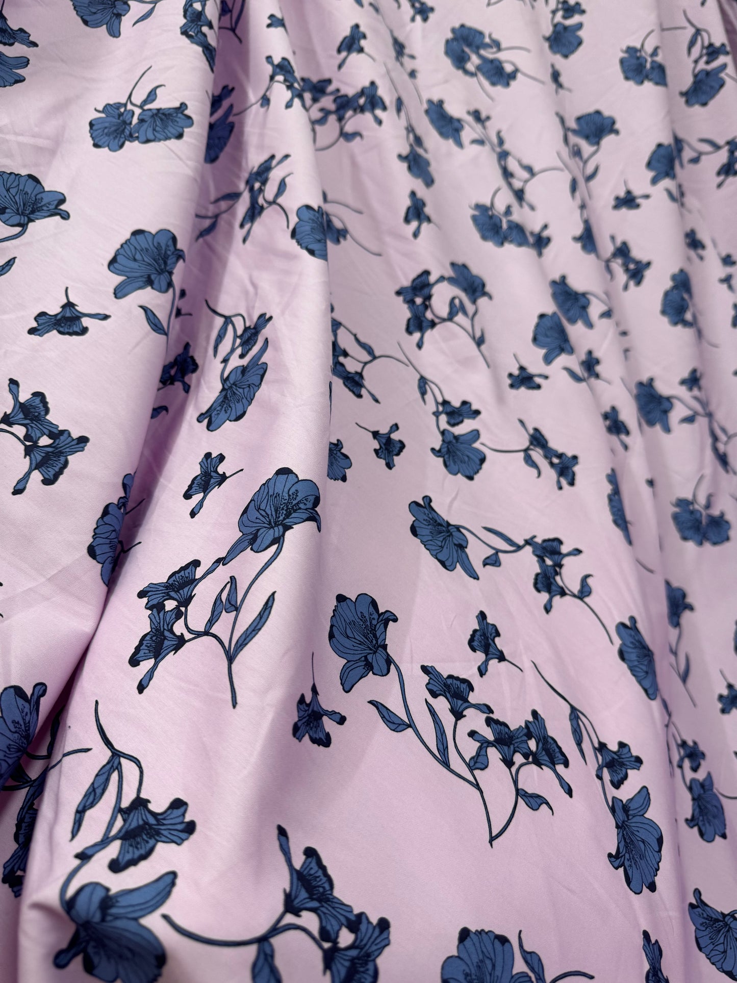 Buy Cotton Poplin Lavender Base Neelkanth Flower Printed Fabric