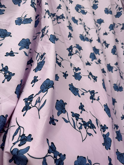 Buy Cotton Poplin Lavender Base Neelkanth Flower Printed Fabric