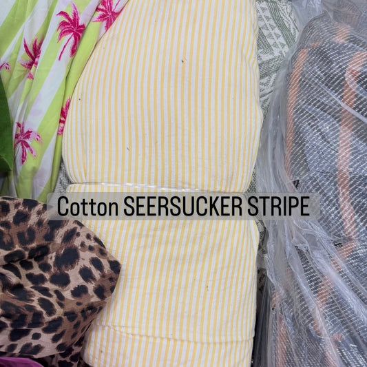 Buy Premium Cotton Seersucker Baby Yellow White Stripes Fabric