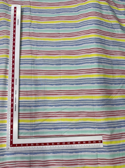 Buy Cotton Poplin Watercolour Spread Colourful Stripes Fabric
