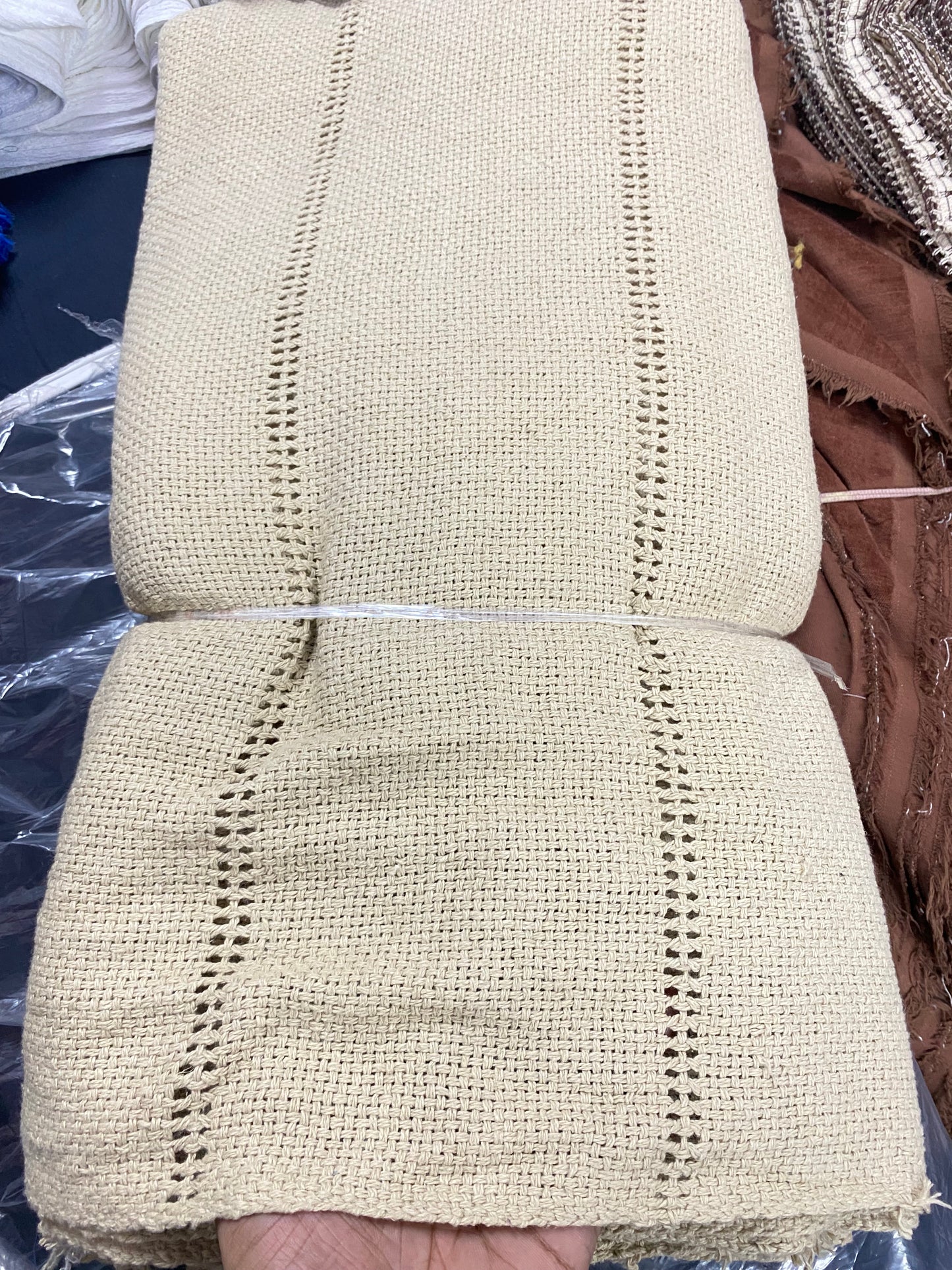 Buy Pure Linen Schiffli Embroidery Fabric