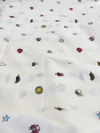 Buy Mul Cotton Ivory Base Cute Printed Fabric
