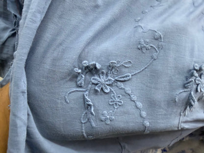 Buy Sea Blue Dyeable Cotton Applique Embroidery Design