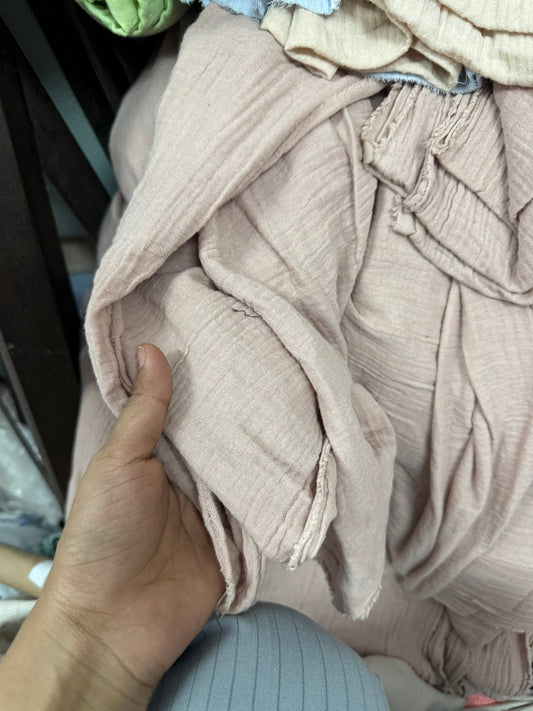 Buy Soft Cotton Double Cloth Solid Peach Beige Fabric