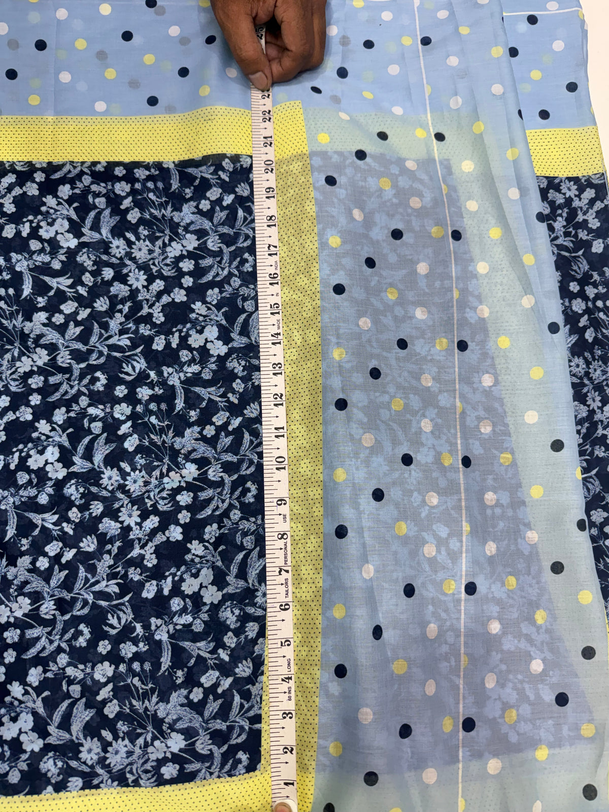 Buy Premium Mul Cotton Blue Polka & Print Combo Panel 80CM