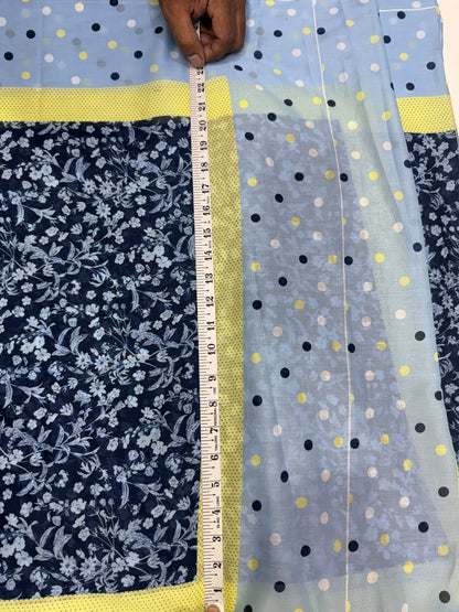 Buy Premium Mul Cotton Blue Polka & Print Combo Panel 80CM