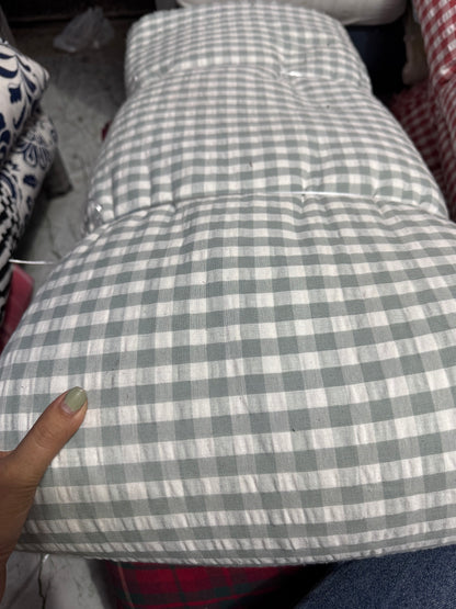 Premium Seersucker Greyish Blue Check Fabric - MAF 
