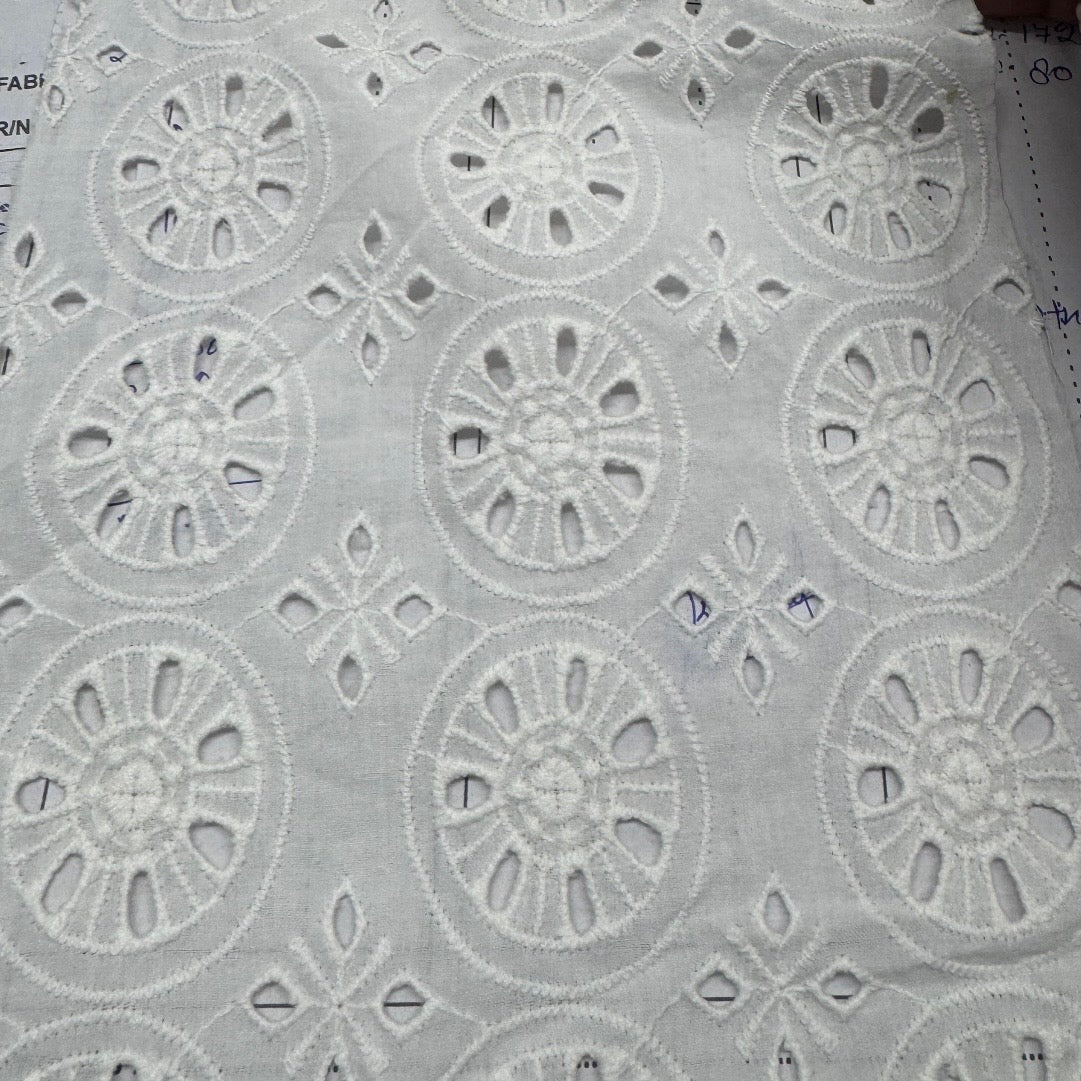 Buy White Dyeable Cotton Hakoba Circle Embroidery Design