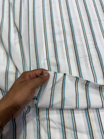 Buy Cotton Linen Grey Green Stripe Fabric