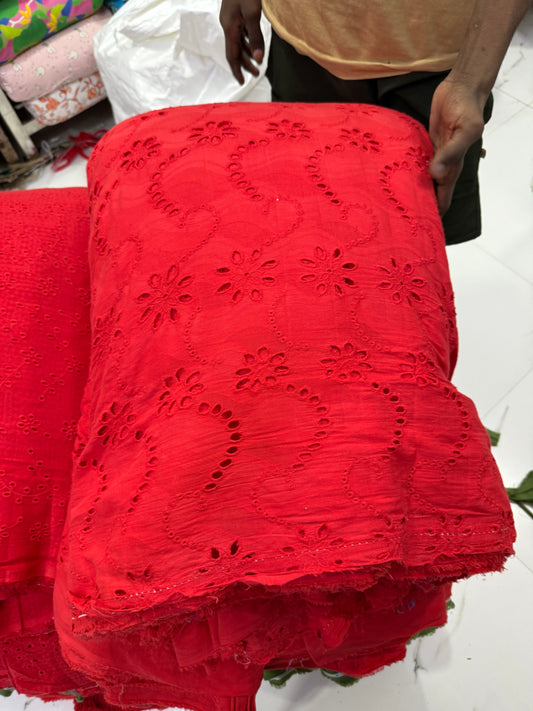 Buy Cotton Hakoba Red Arch Flower Fabric