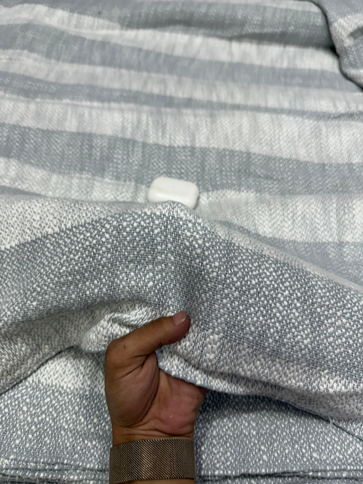 Buy Cotton Jacquard Grey White Stripe Textured Fabric