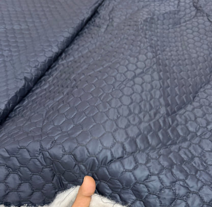 Buy Premium Quilted Jacket Navy Blue Honeycomb Pattern Fabric