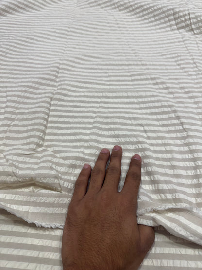 Buy Premium Cotton Seersucker Stone Grey White Stripe Fabric