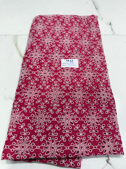 Buy Cutpiece 100% Linen Hot Pink Hakoba Heavy Flowery Joined 70 centimeter