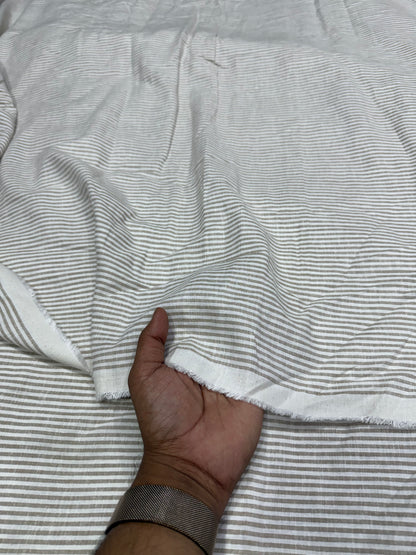 Buy Premium Pure Linen Beige Stripe Yarn Dyed Fabric