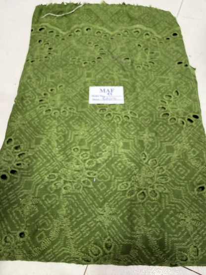 Buy Cutpiece Cotton Hakoba Green Border Cutwork 80 Centimeter