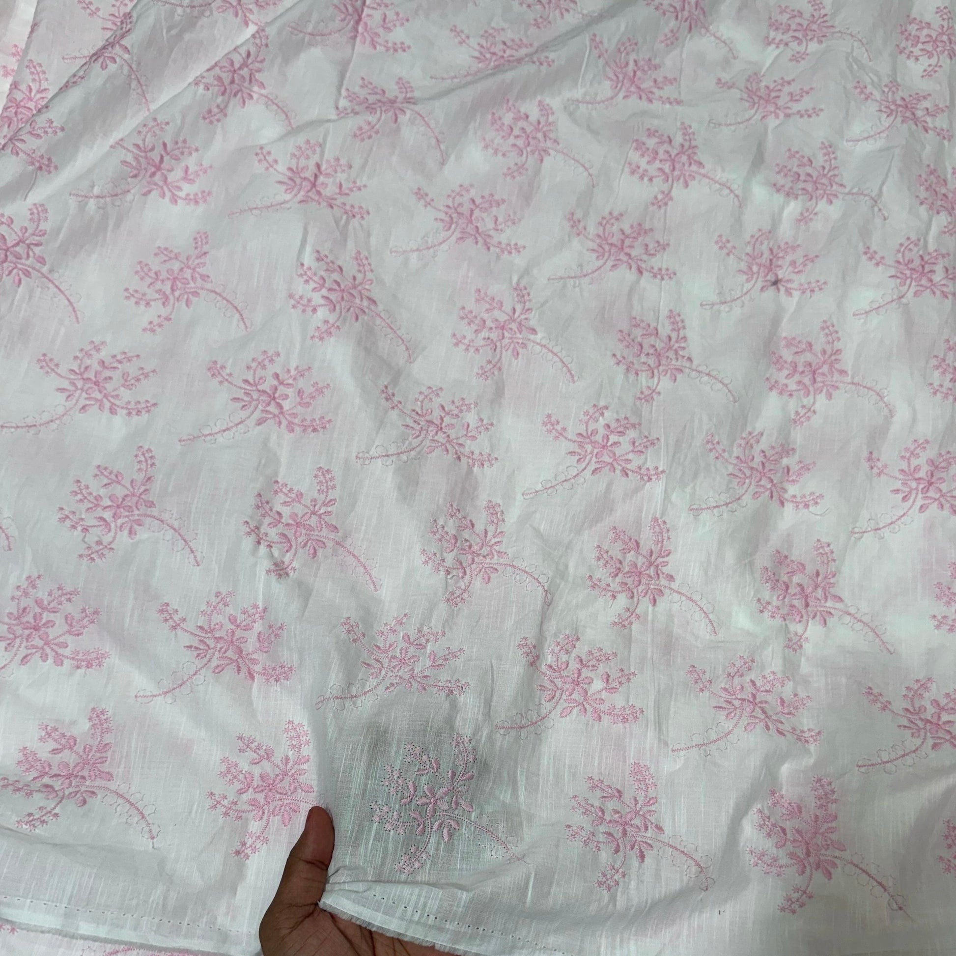 Buy Pure Cotton Cambric slub Baby Pink Embroidery Fabric - MAF 
