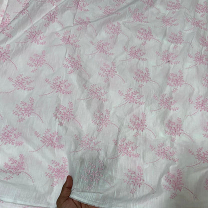 Buy Pure Cotton Cambric slub Baby Pink Embroidery Fabric - MAF 