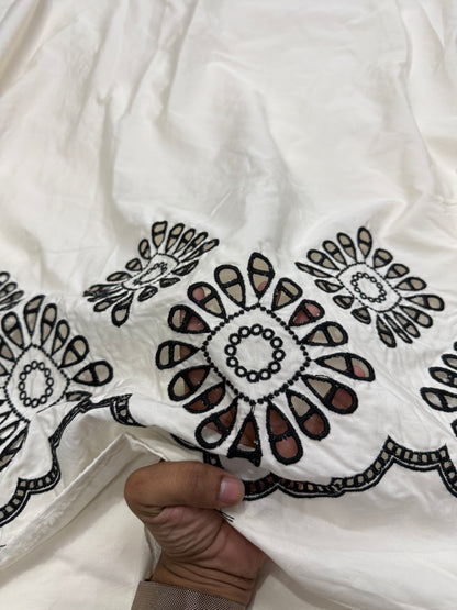 Buy Silk Hakoba Border Black Design Fabric - MAF