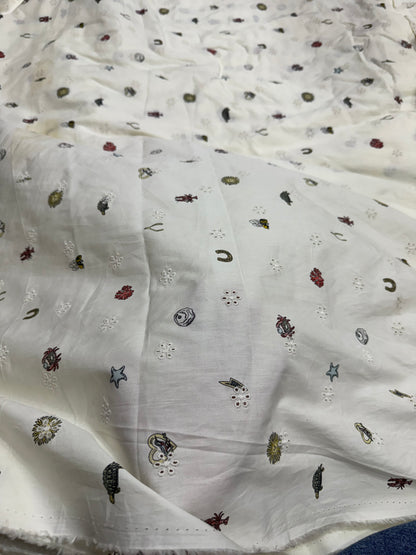 Buy Cute Patch Printed Cotton Hakoba Embroidery Fabric