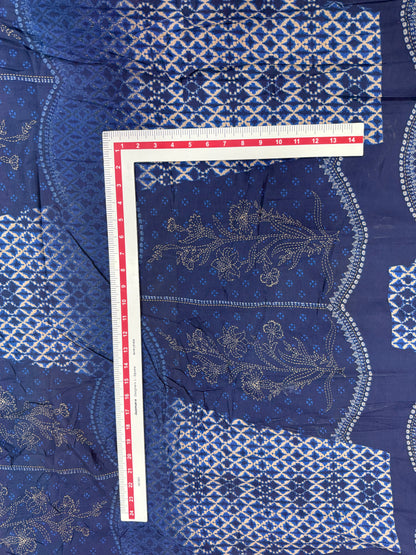 Buy Cotton Cambric Navy Diamond Trellis Floral Embroidery Print Fabric