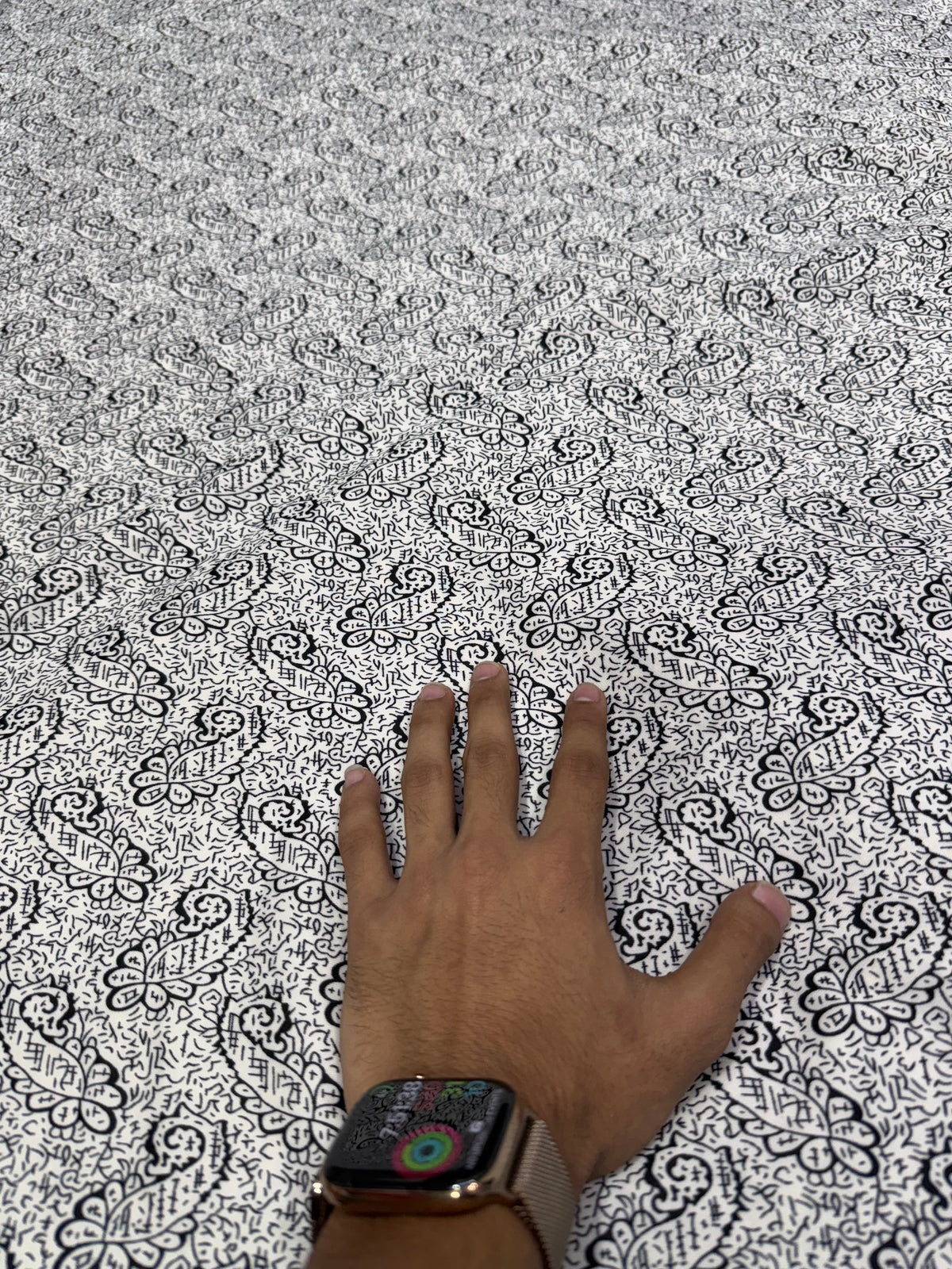 Buy Cotton Hosiery Black White Paisley Print Fabric